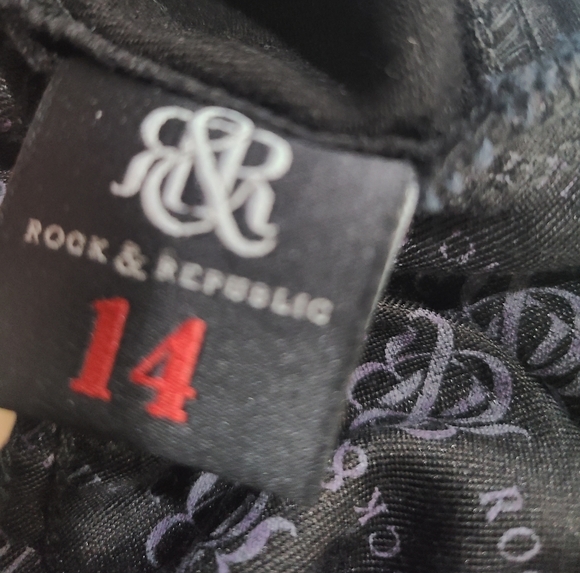 Rock & Republic  Black Denim Jeans Women's Sz.14 M - Picture 7 of 11